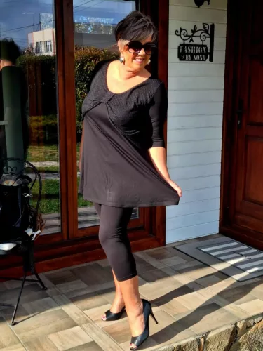 Fashion by Nono Elli masnis tunika, fekete-fekete necc 4XL méretben