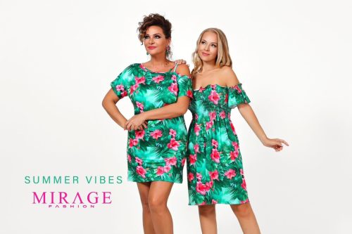 Mirage Levendula gumírozott ruha, elől-hátul mintás