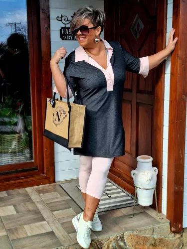 Fashion by Nono Bringa ingtunika, melanzs fekete-púder XL méretben