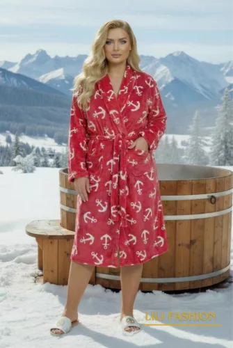 Fashion by Nono Marine unisex köntös, piros horgony mintás XL méretben