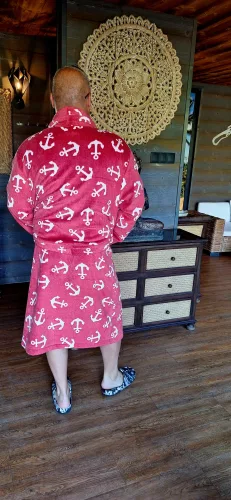 Fashion by Nono Marine unisex köntös, piros horgony mintás XL méretben