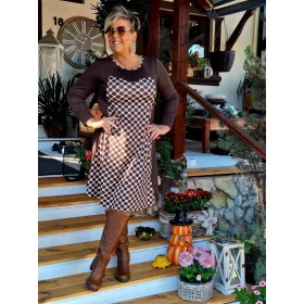 Fashion by Nono Princess ruha, kávé-pöttyös XL méretben