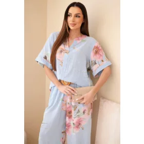 Bloom könnyed szett övvel, világoskék