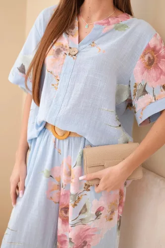 Bloom könnyed szett övvel, világoskék