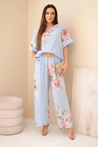 Bloom könnyed szett övvel, világoskék