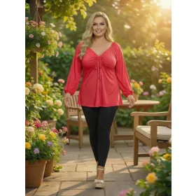 Fashion by Nono Tekla tunika/felső, piros 4XL méretben