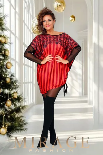 Mirage Kiméra tunika/ruha, piros-fekete mintás