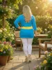 Fashion by Nono Pepi felső, világoskék-sárga színben 5XL méretben