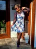 Fashion by Nono Princess ruha, sötétkék mintás 3XL méretben