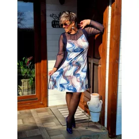   Fashion by Nono Princess ruha, sötétkék mintás 3XL méretben