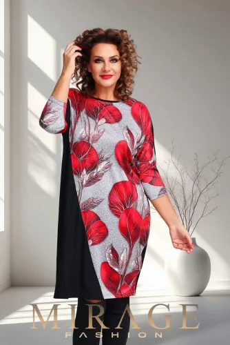 Mirage Fashion Seven alkalmi tunika, bordó virágmintás 