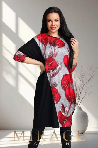 Mirage Fashion Seven alkalmi tunika, bordó virágmintás 