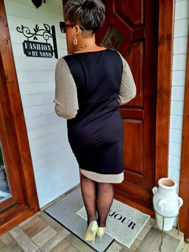 Fashion by Nono Monaco ruha, fekete-arany lurex L méretben