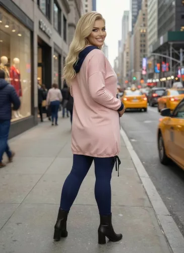 Fashion by Nono Szendy sportos kapucnis tunika, púder-farmerkék 3XL méretben