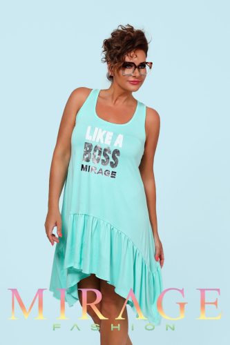 Mirage Billa fodros pamut trikós ruha, tengerkék