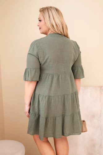 Sweet Summer fodros pamut ruha, khaki