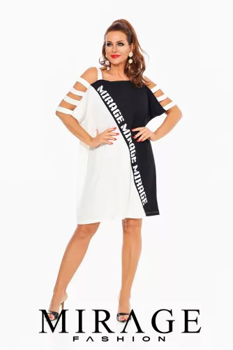 Mirage Eufrátesz pántos tunika, fehér-fekete