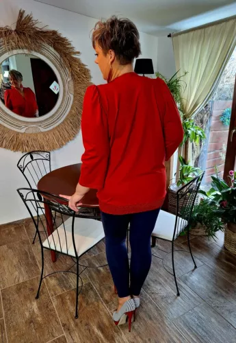 Fashion by Nono Zelda mellnél átlapolt felső, piros 2XL méretben