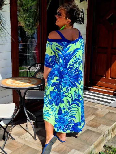 Fashion by Nono Jázmin maxiruha, kék-mintás XL méretben
