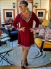 Fashion by Nono Dolly A vonalú ruha, bordó-pöttyös 4XL méretben