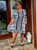 Fashion by Nono Olívia "A" vonalú ruha, fekete-mintás 3XL méretben