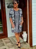Fashion by Nono Olívia "A" vonalú ruha, fekete-mintás 3XL méretben