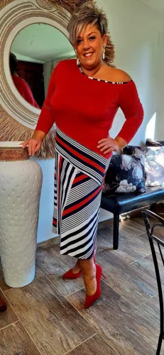 Fashion by Nono Alexa ruha, piros-csíkos 4XL méretben