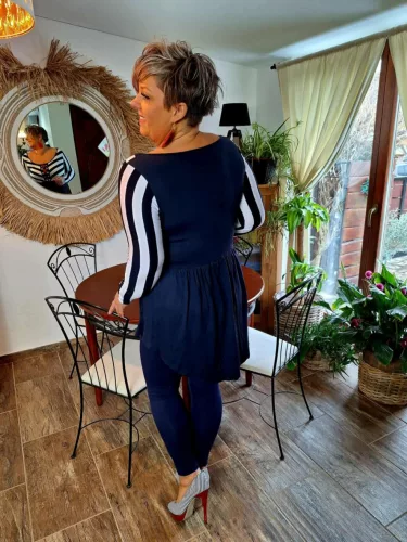 Fashion by Nono Bogi felső, sötétkék-fehér XL méretben