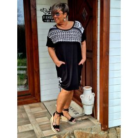   Fashion by Nono Luisa zsebes ruha, fekete-mintás XL méretben