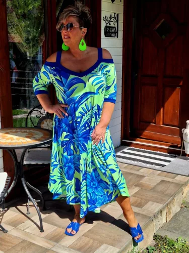 Fashion by Nono Jázmin maxiruha, kék-mintás 3XL méretben