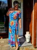 Fashion by Nono Evita maxiruha, világoskék-mintás L méretben