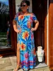 Fashion by Nono Evita maxiruha, világoskék-mintás L méretben