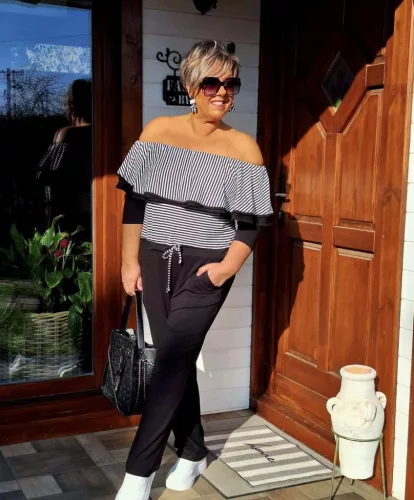 Fashion by Nono Szimeoni overál, fekete-fehér csíkos L méretben