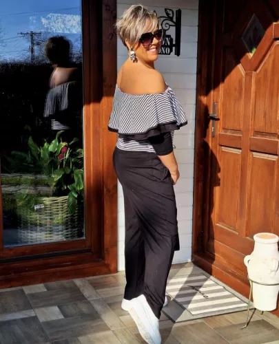 Fashion by Nono Szimeoni overál, fekete-fehér csíkos L méretben