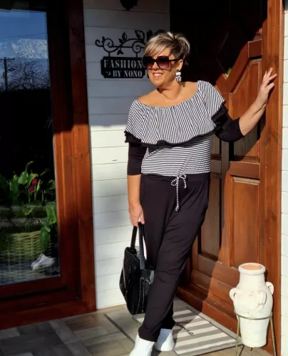 Fashion by Nono Szimeoni overál, fekete-fehér csíkos L méretben