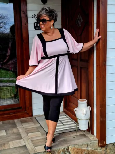 Fashion by Nono Flóra tunikaruha, fekete-púder 2XL méretben