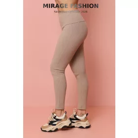 Mirage bordás elasztikus leggings, bézs