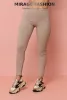 Mirage bordás elasztikus leggings, bézs
