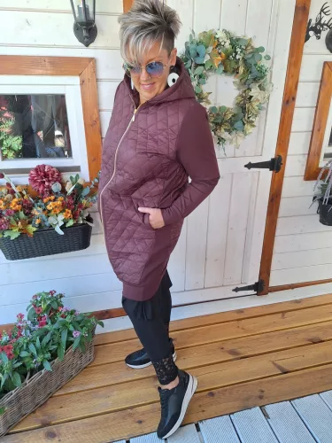 Fashion by Nono Casting átmeneti kabát, burgundi 3XL méretben