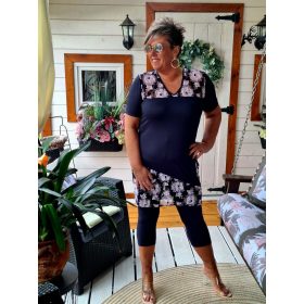   Fashion by Nono Office ruha, sötétkék-púder csipkés XL méretben