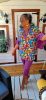Fashion by Nono Gigi ing, virág mintás-lila szegéllyel és fodorral 3XL méretben 