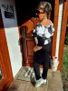 Fashion by Nono Szimeoni overál, fehér-fekete masni mintás 4XL méretben