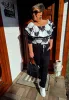 Fashion by Nono Szimeoni overál, fehér-fekete masni mintás 4XL méretben