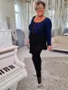 Fashion by Nono Bogi ,,A,, vonalú tunika/felső, fekete-kék lurex 4XL méretben