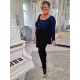 Fashion by Nono Bogi ,,A,, vonalú tunika/felső, fekete-kék lurex 4XL méretben