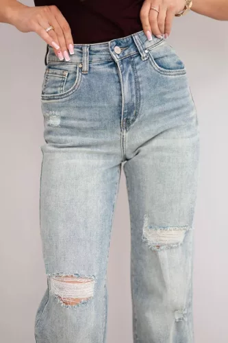 Szaggatott, magas derekú farmernadrág 29-es 2XL
