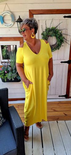 Fashion by Nono Noory maxiruha, sárga 5XL méretben