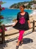 Fashion by Nono Elli felső, fekete-pink horgony mintás L méretben 
