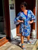Fashion by Nono Gigi ruha, kék virágmintás XL méretben