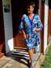 Fashion by Nono Gigi ruha, kék virágmintás XL méretben